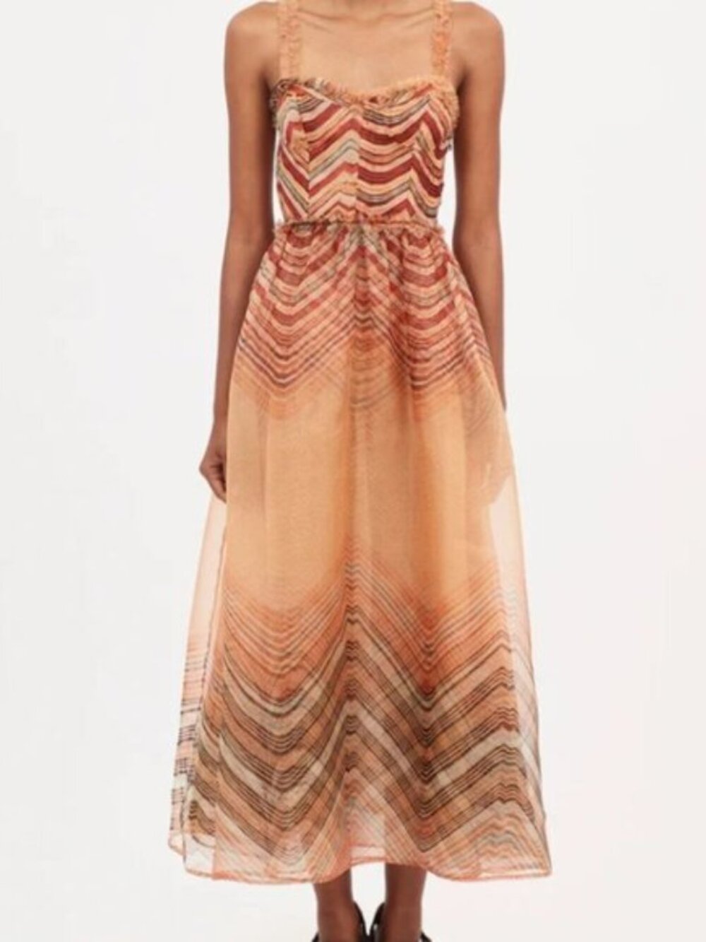 NWOT ULLA JOHNSON Gisele Silk Midi Cocktail Dress in Tierra XS $890. - Picture 4 of 10
